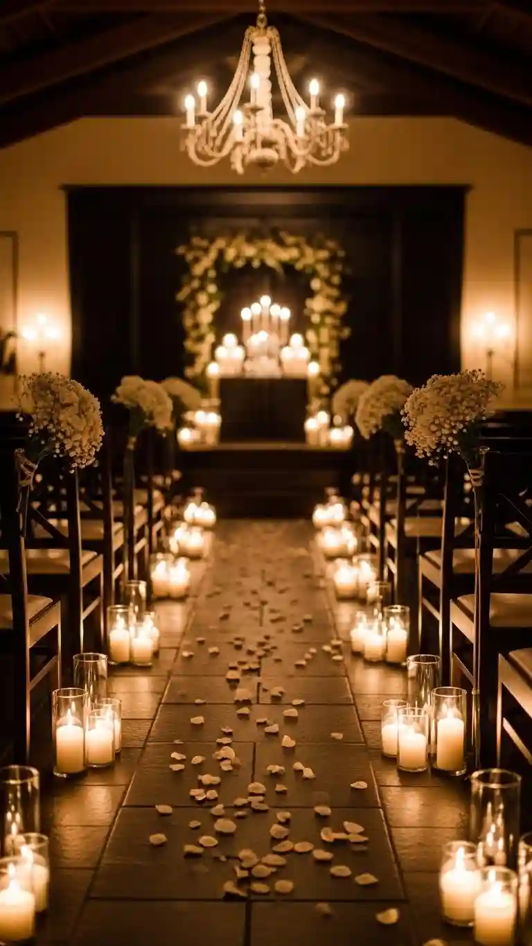 Aisle Runners with Coastal Motifs Candlelit Ceremony Aisles for an Emotional Walk