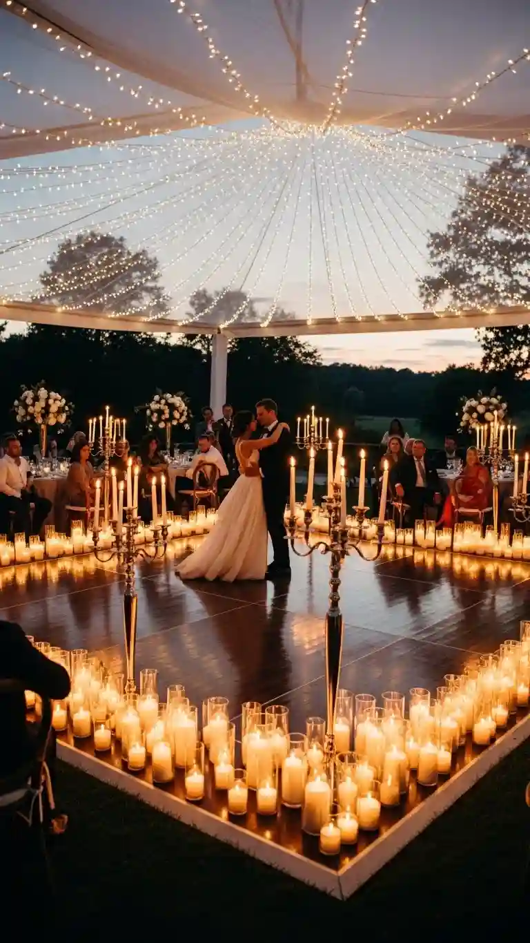 Aisle Runners with Coastal Motifs Candle-Framed Dance Floors for Romantic Movement