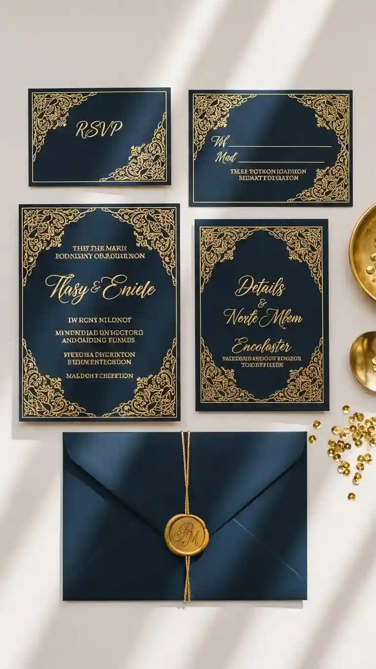 Aisle Runners with Coastal Motifs Emerald and Gold Art Deco Invitation Styles