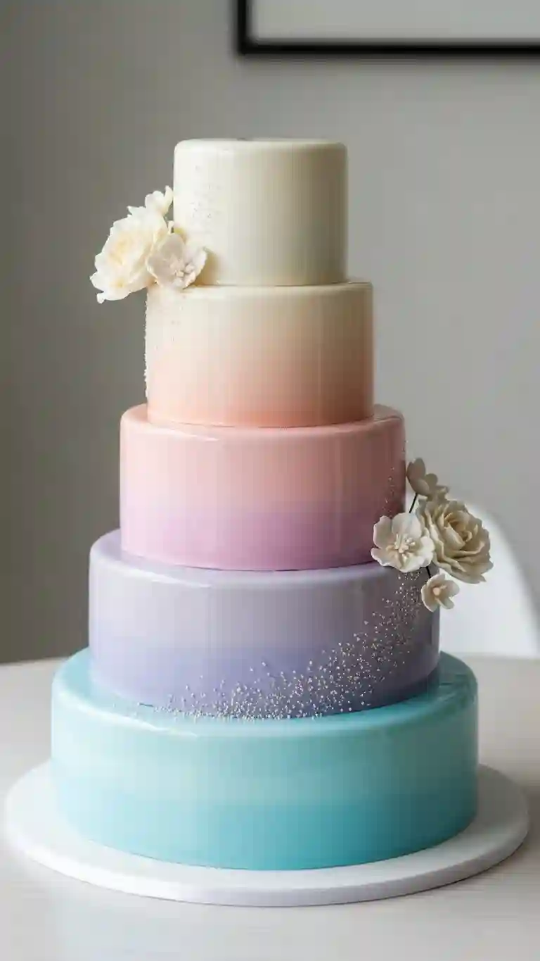 Aisle Runners with Coastal Motifs Pastel Ombre High-Gloss Finish Wedding Cakes