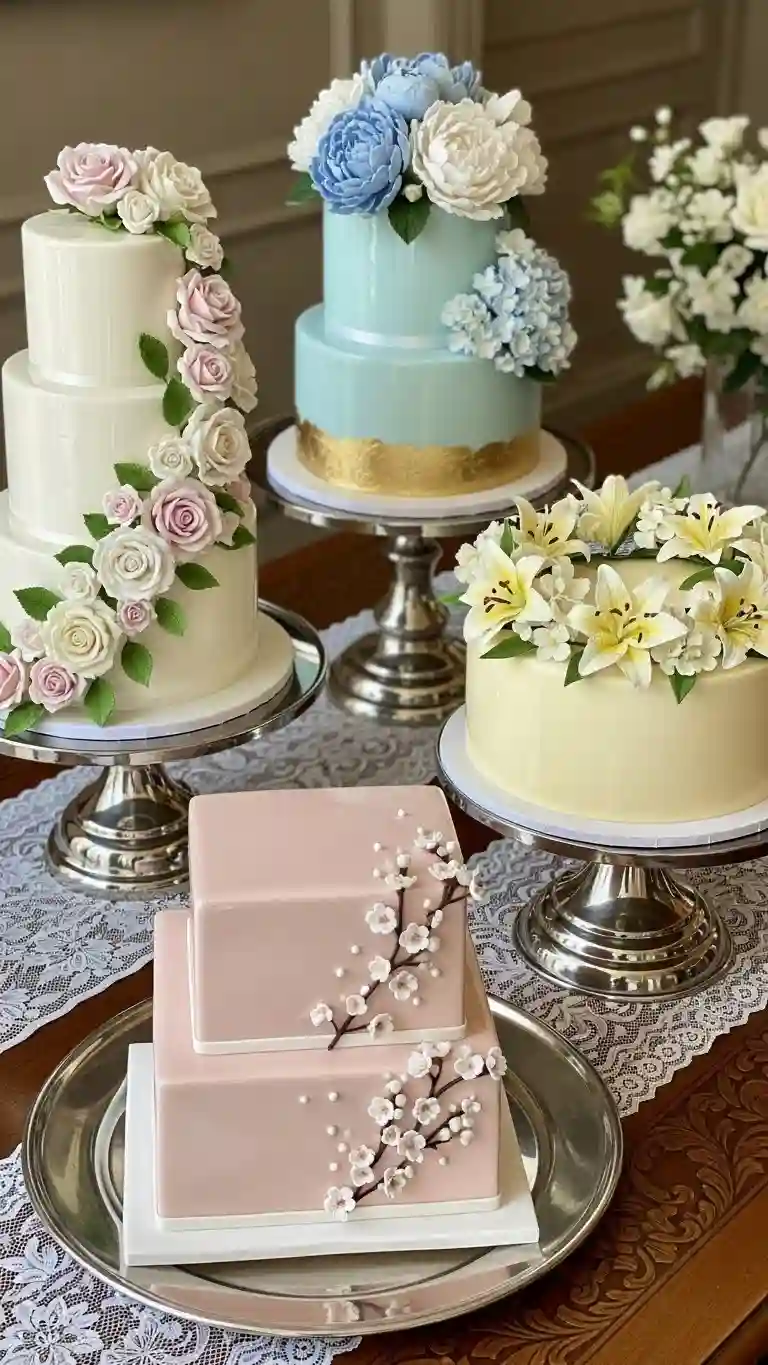 Aisle Runners with Coastal Motifs Floral-Accented High-Gloss Finish Wedding Cakes