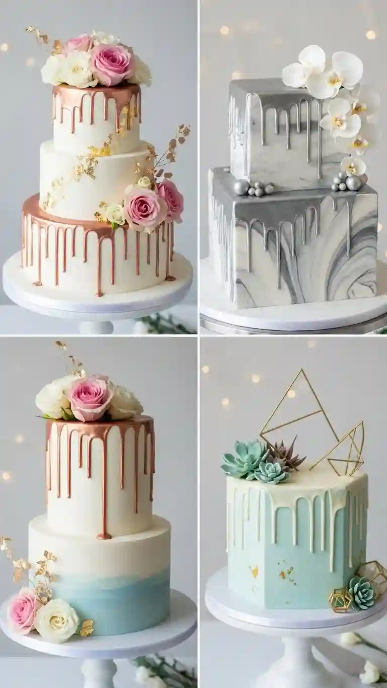 Aisle Runners with Coastal Motifs Drip-Effect High-Gloss Finish Wedding Cakes