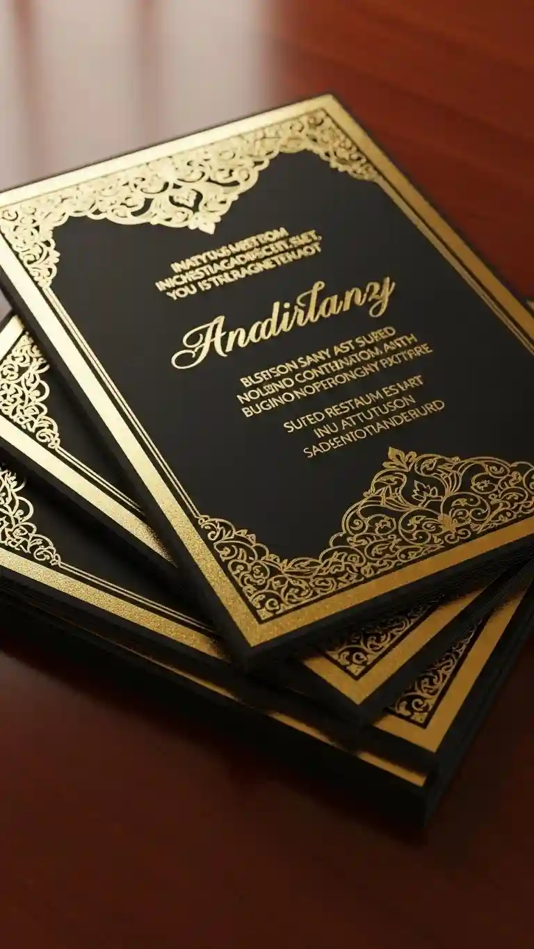 Aisle Runners with Coastal Motifs 1. Classic Black and Gold Invitations