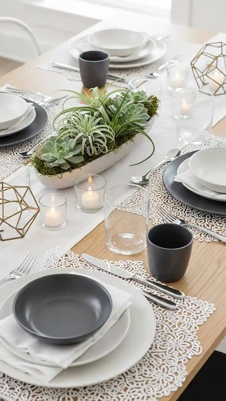 Aisle Runners with Coastal Motifs Lace Doily Tablescapes Looking Fresh and Modern