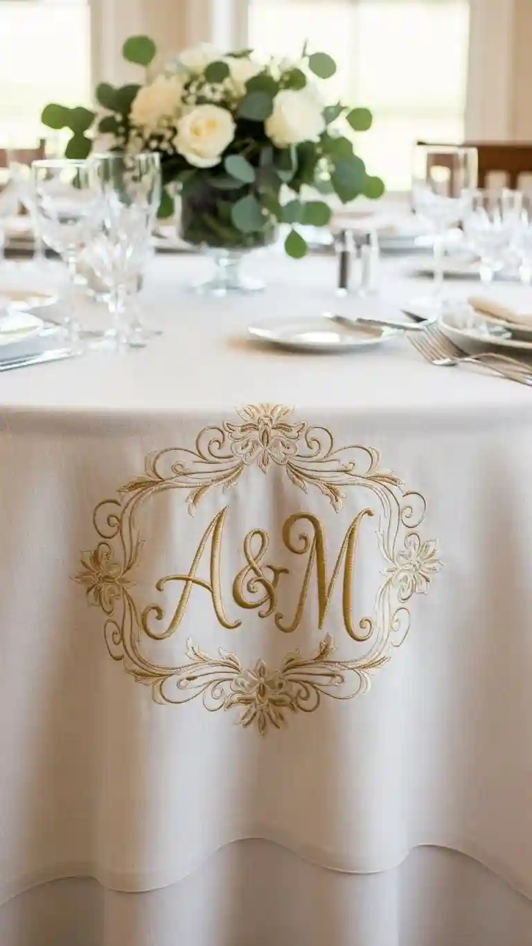 Aisle Runners with Coastal Motifs Monogrammed Hand-Stitched Tablecloth for Personalized Touch