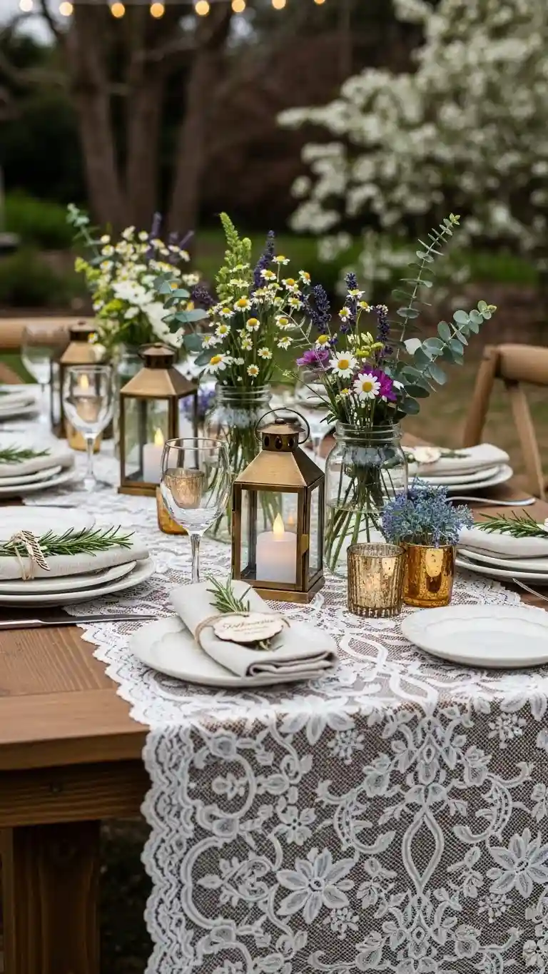 Aisle Runners with Coastal Motifs Lace-Inspired Hand-Stitched Tablecloths for Vintage Charm