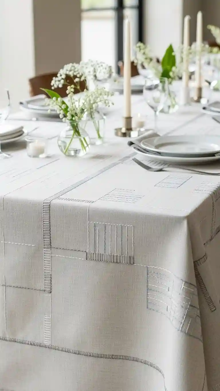 Aisle Runners with Coastal Motifs Minimalist Hand-Stitched Tablecloths for Understated Elegance