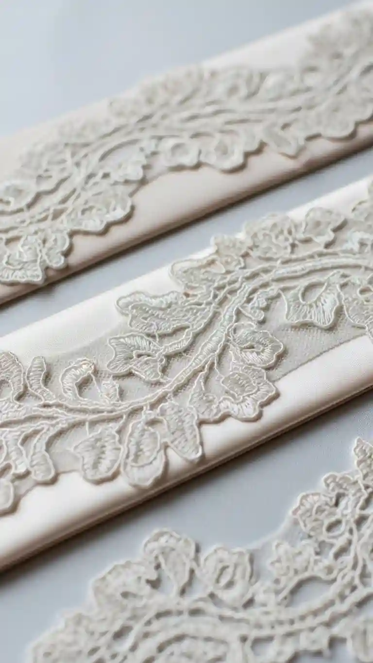 Aisle Runners with Coastal Motifs Classic Satin Ribbon with Lace Overlay