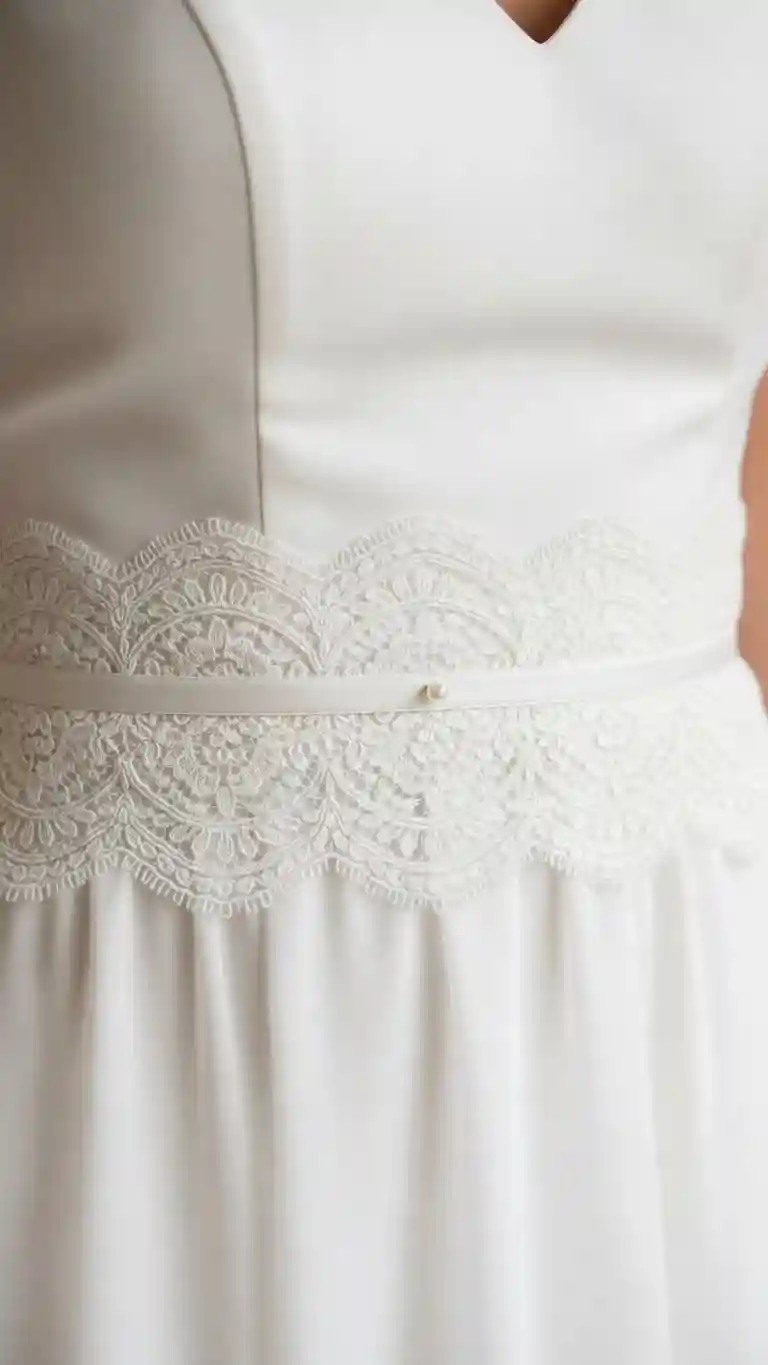 Aisle Runners with Coastal Motifs 6. Scalloped Lace Belt with Minimal Detailing