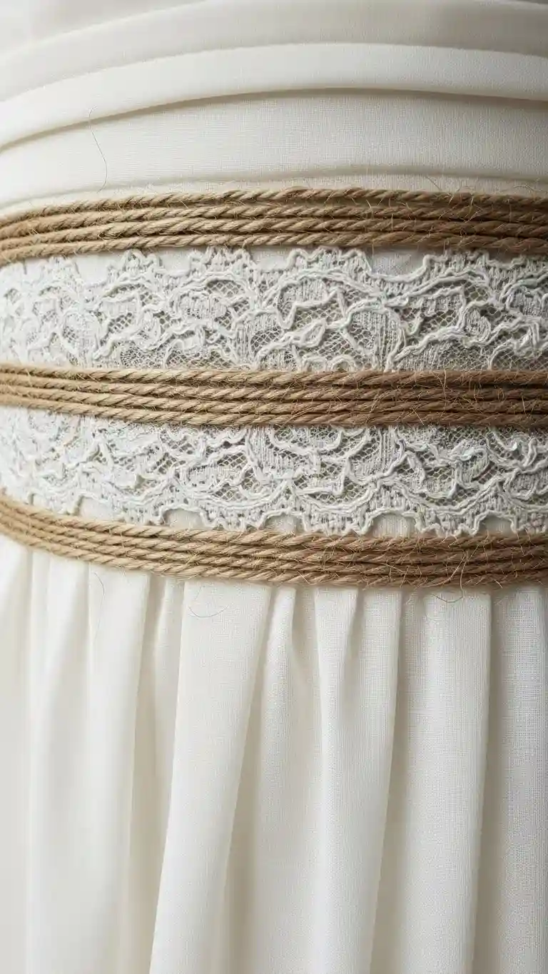 Aisle Runners with Coastal Motifs 10. Rustic Lace and Twine Belt