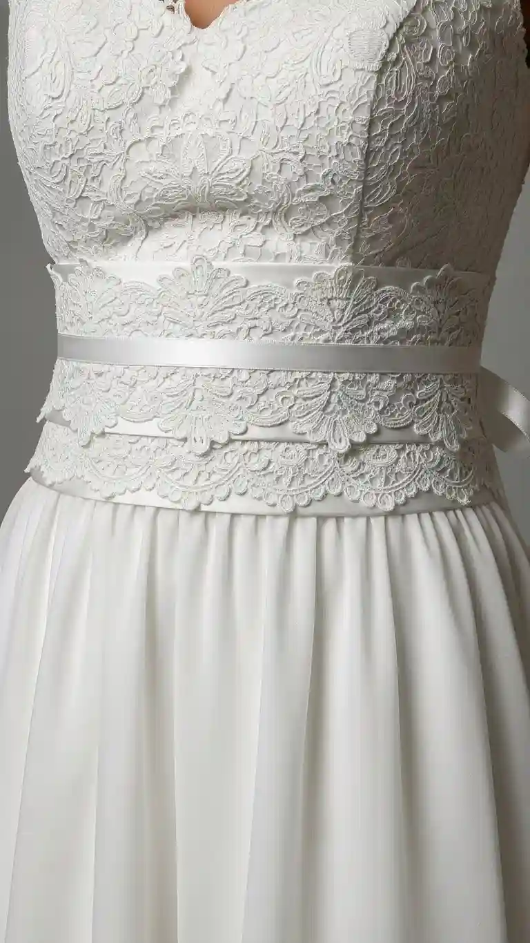 Aisle Runners with Coastal Motifs 11. Layered Lace and Satin Statement Belt