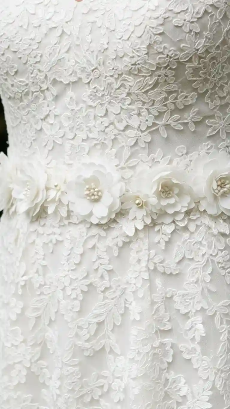 Aisle Runners with Coastal Motifs 14. Floral Appliqué Lace Sash