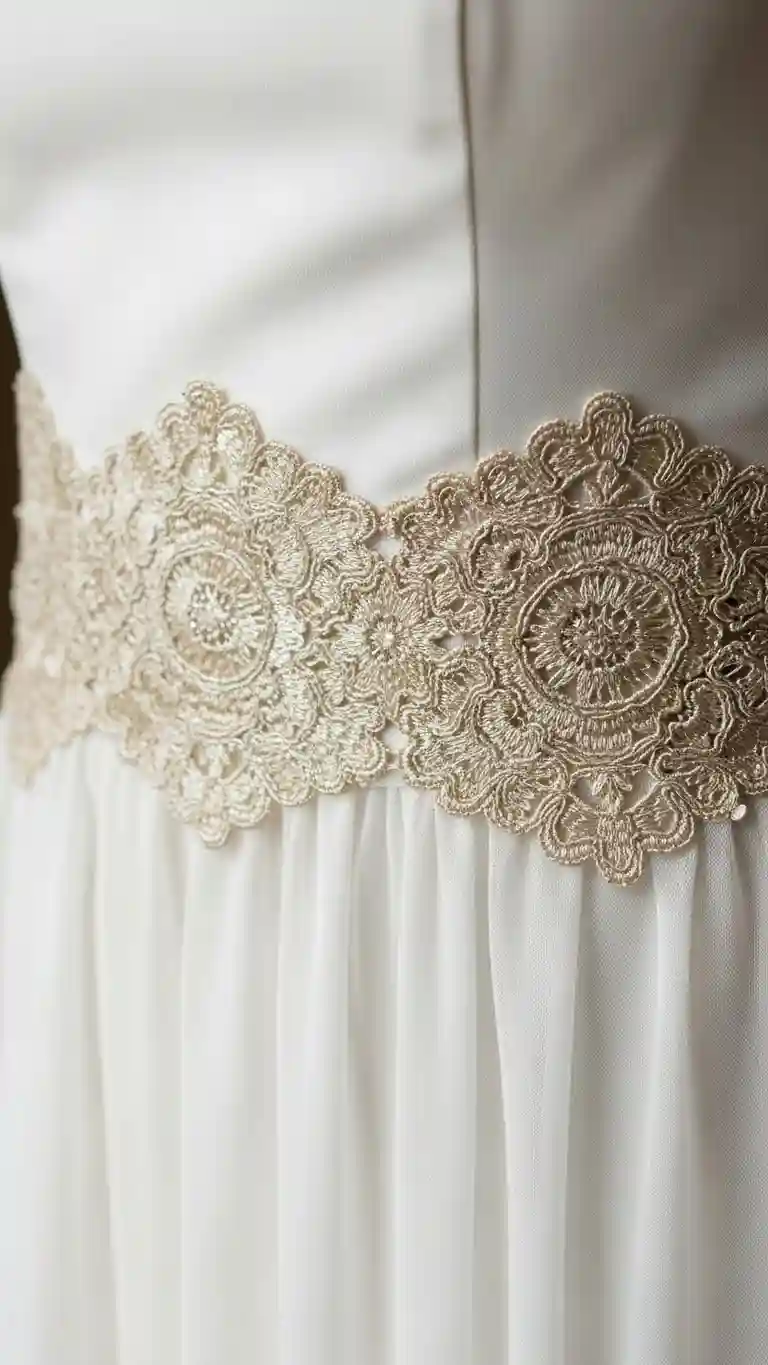 Aisle Runners with Coastal Motifs 15. Lace Belt with Subtle Metallic Threading