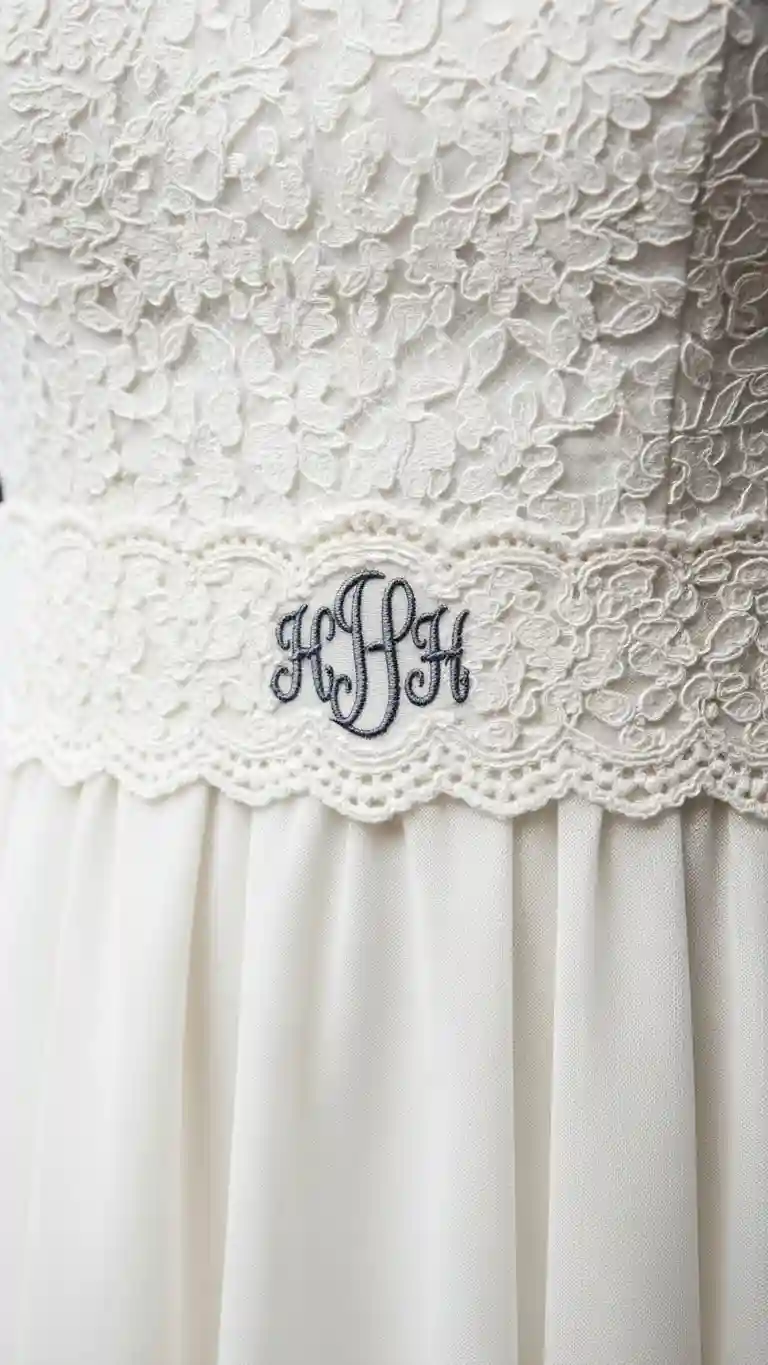 Aisle Runners with Coastal Motifs 17. Personalized Monogram Lace Belt