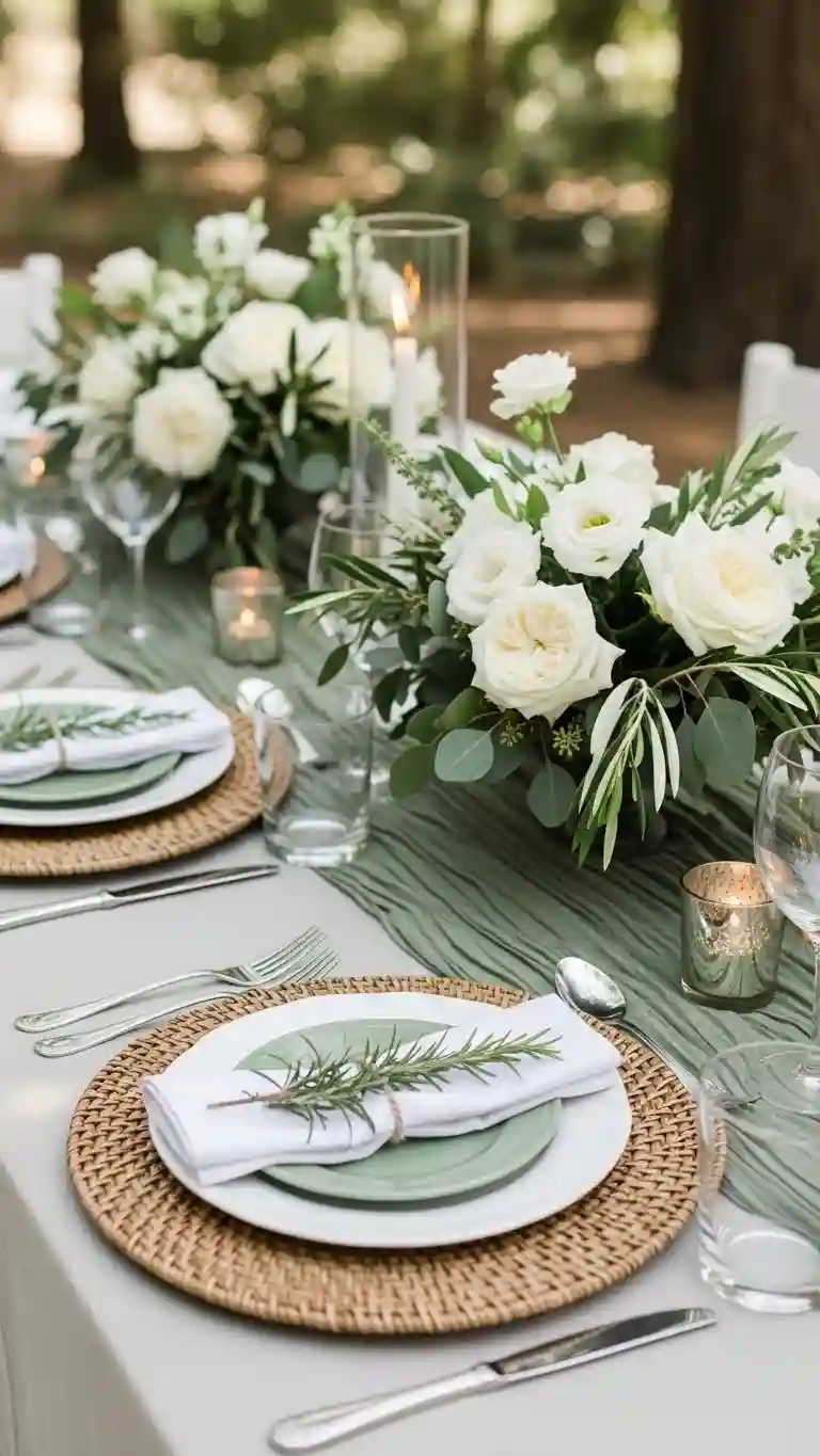 Aisle Runners with Coastal Motifs 3 – Sage Green and Linen Simplicity