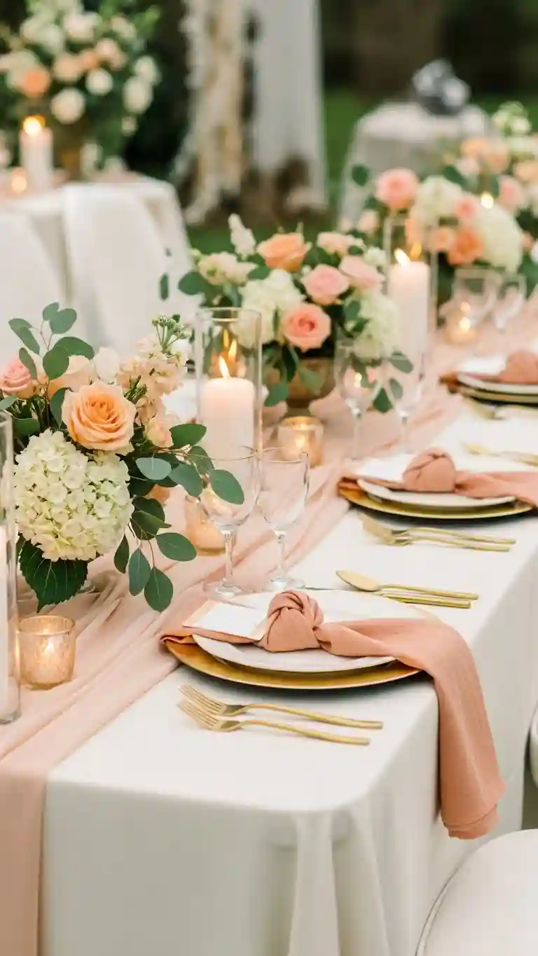 Aisle Runners with Coastal Motifs 7 – Peach and Cream Romantic Touch