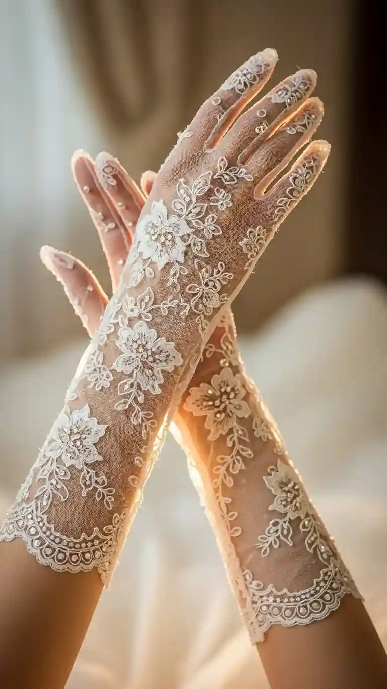 Aisle Runners with Coastal Motifs 3. Lace-Inspired Bridal Gloves