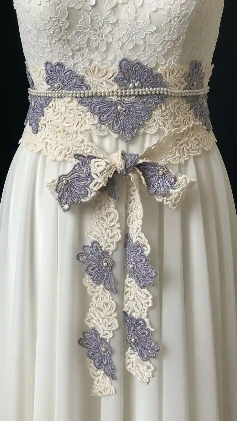 Aisle Runners with Coastal Motifs 4. Statement Lace Sashes and Belts