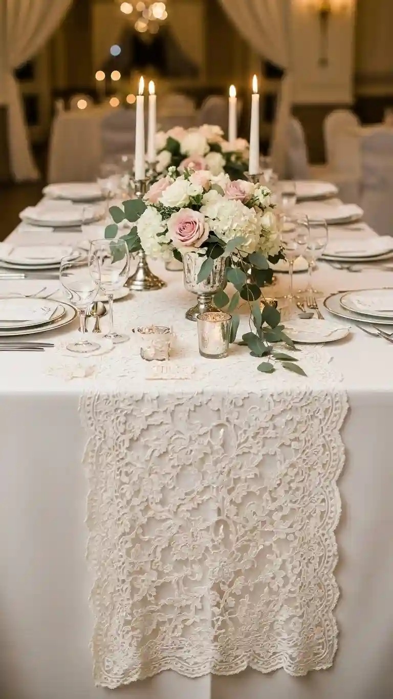 Aisle Runners with Coastal Motifs 10. Lace Table Runners for Reception Elegance