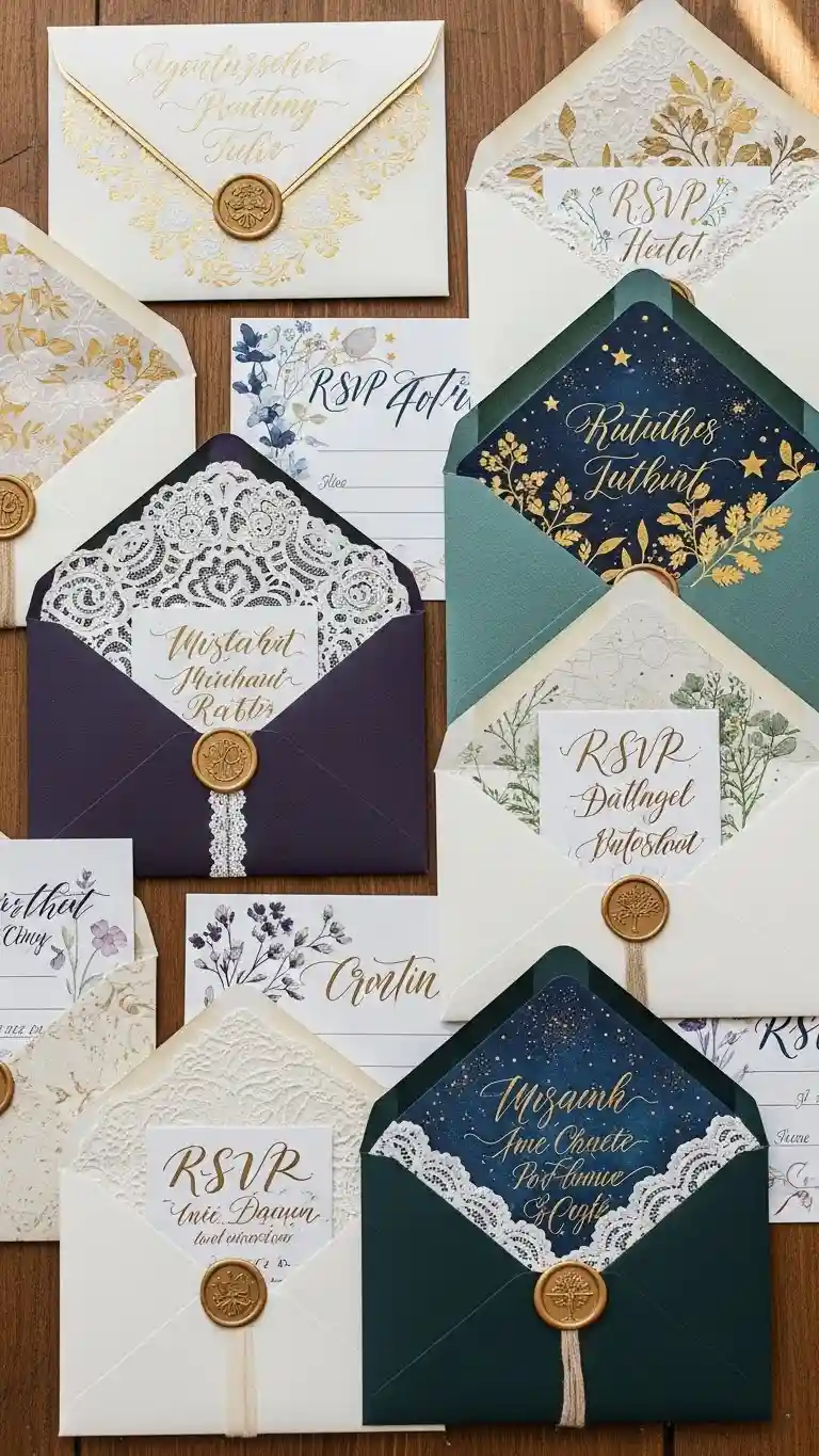 Aisle Runners with Coastal Motifs Decorated RSVP Envelopes