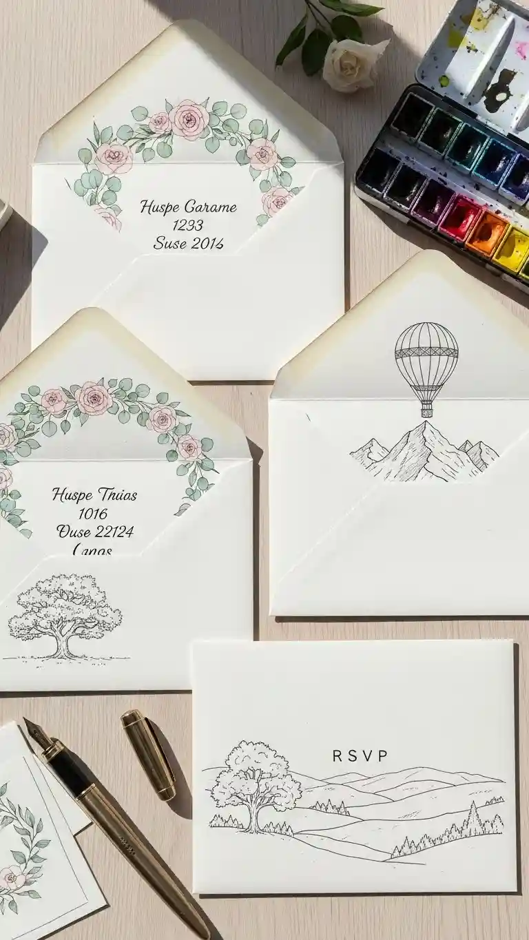 Aisle Runners with Coastal Motifs 14. Hand-Drawn Illustrations