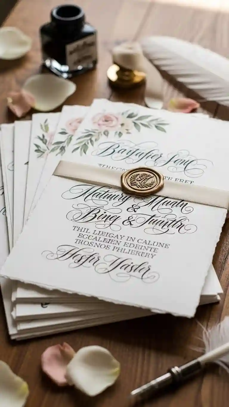 Aisle Runners with Coastal Motifs 1. Traditional Script Calligraphy Invitations