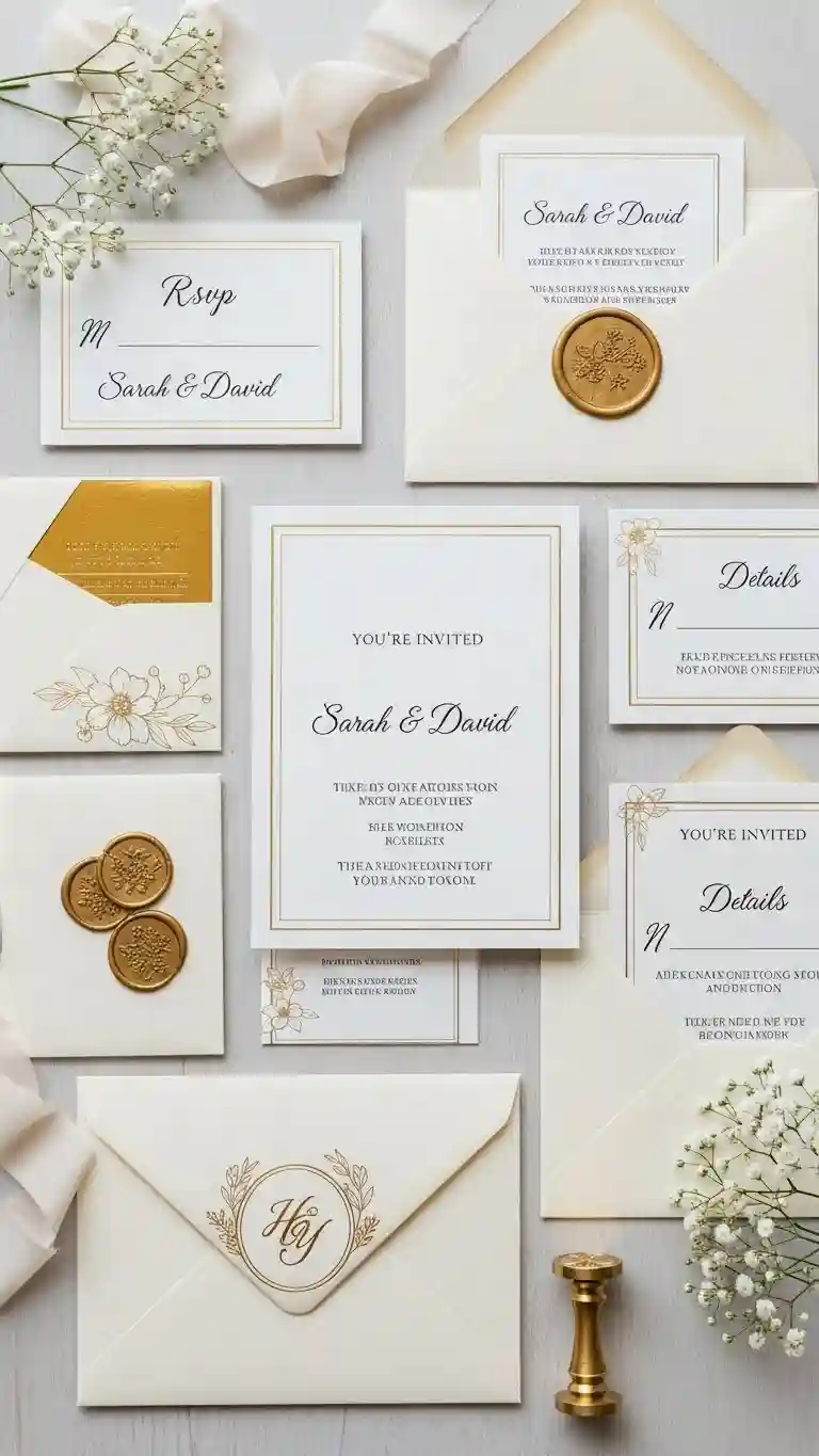 Aisle Runners with Coastal Motifs Black Ink on White Paper Invitations