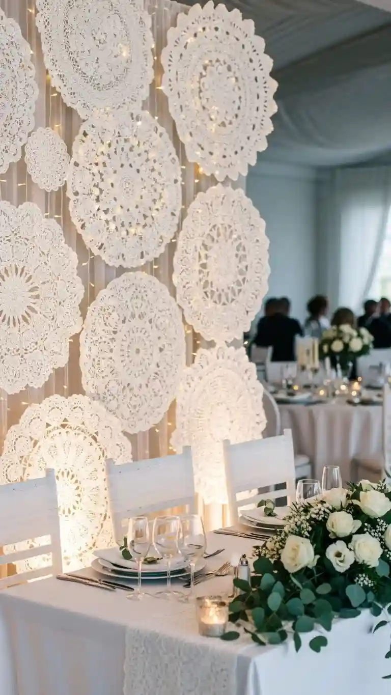 Aisle Runners with Coastal Motifs Doily Backdrop