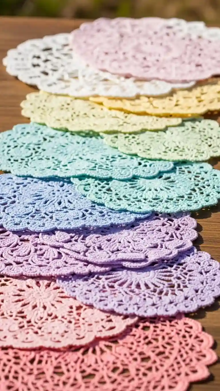 Aisle Runners with Coastal Motifs 2. Pastel Ombre Doily Arrangement
