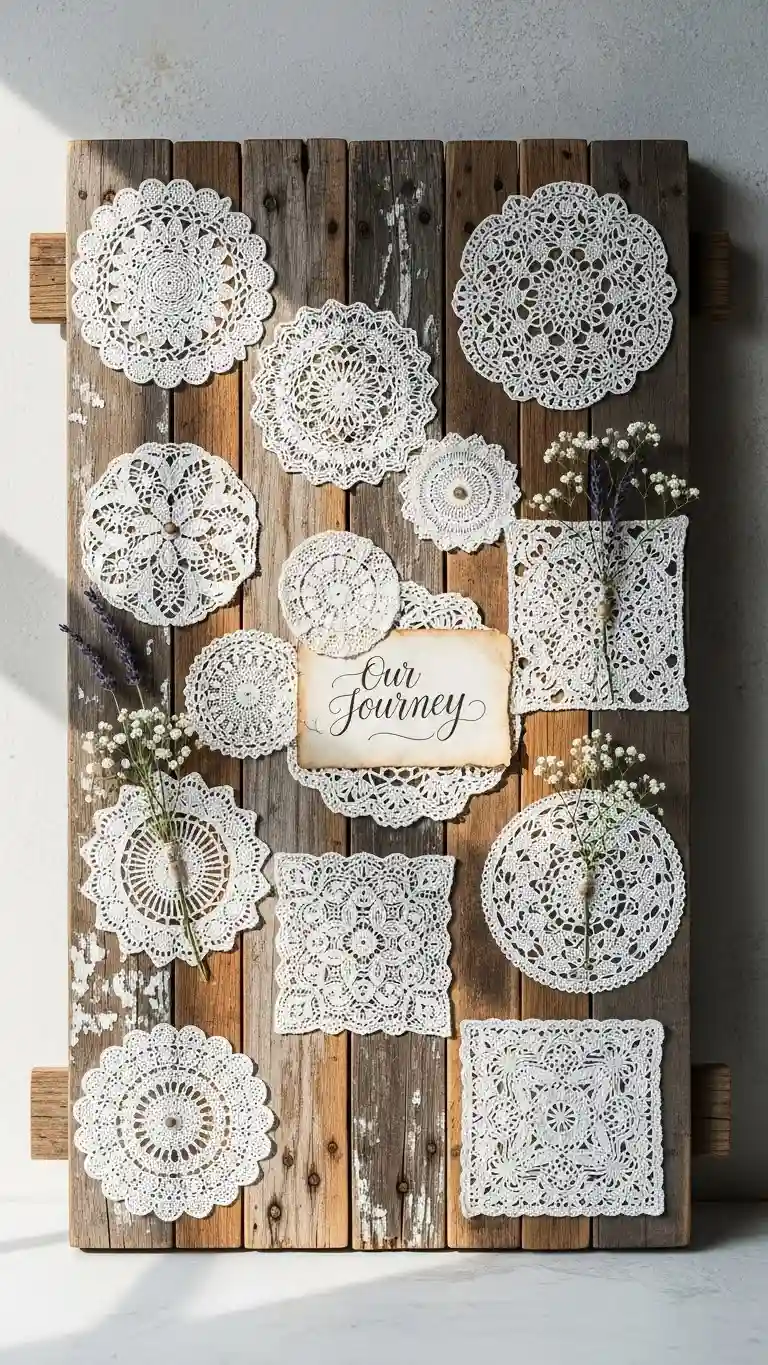 Aisle Runners with Coastal Motifs 5. Rustic Lace Doily Board