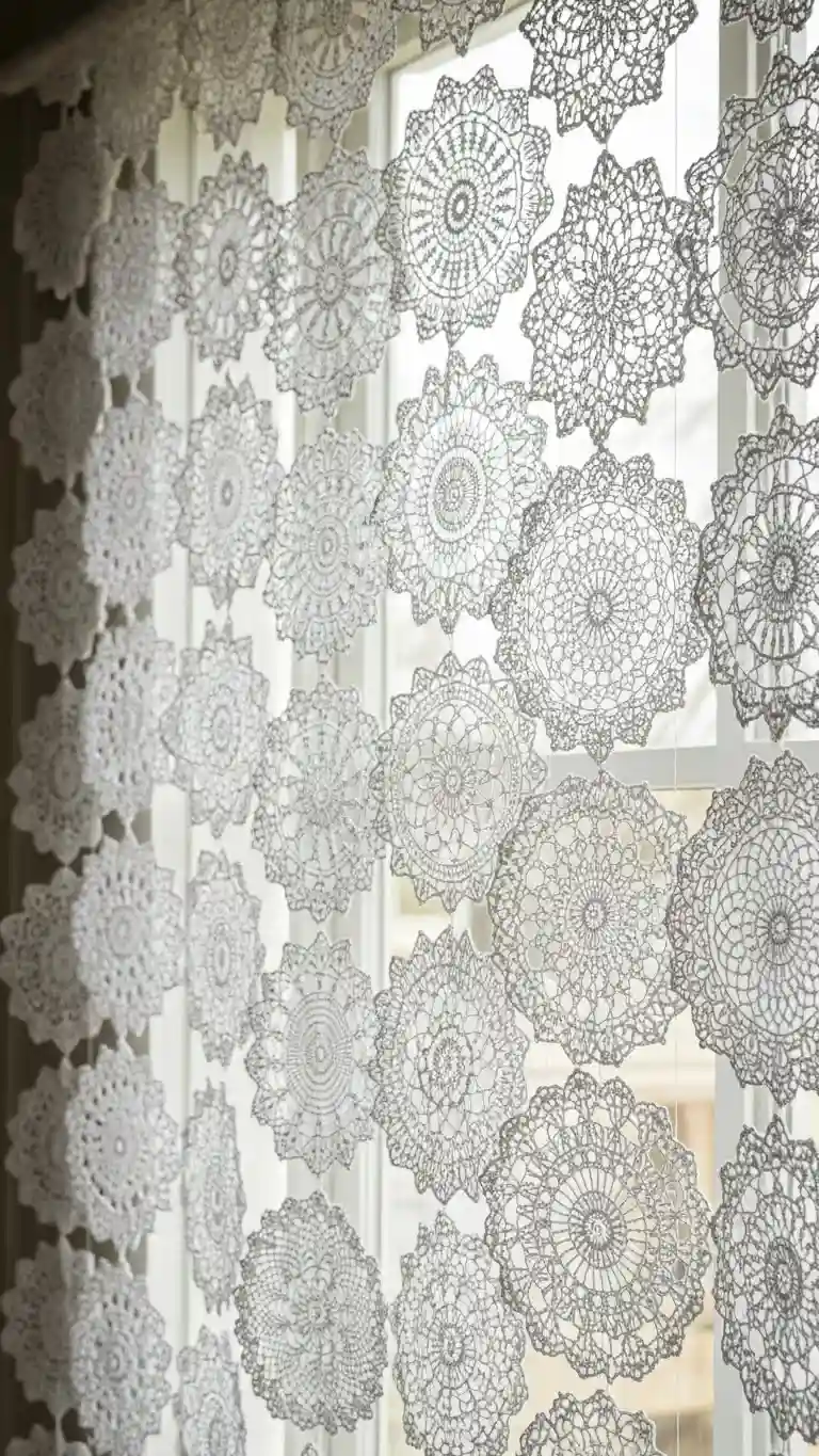 Aisle Runners with Coastal Motifs 6. Layered Doily Curtain