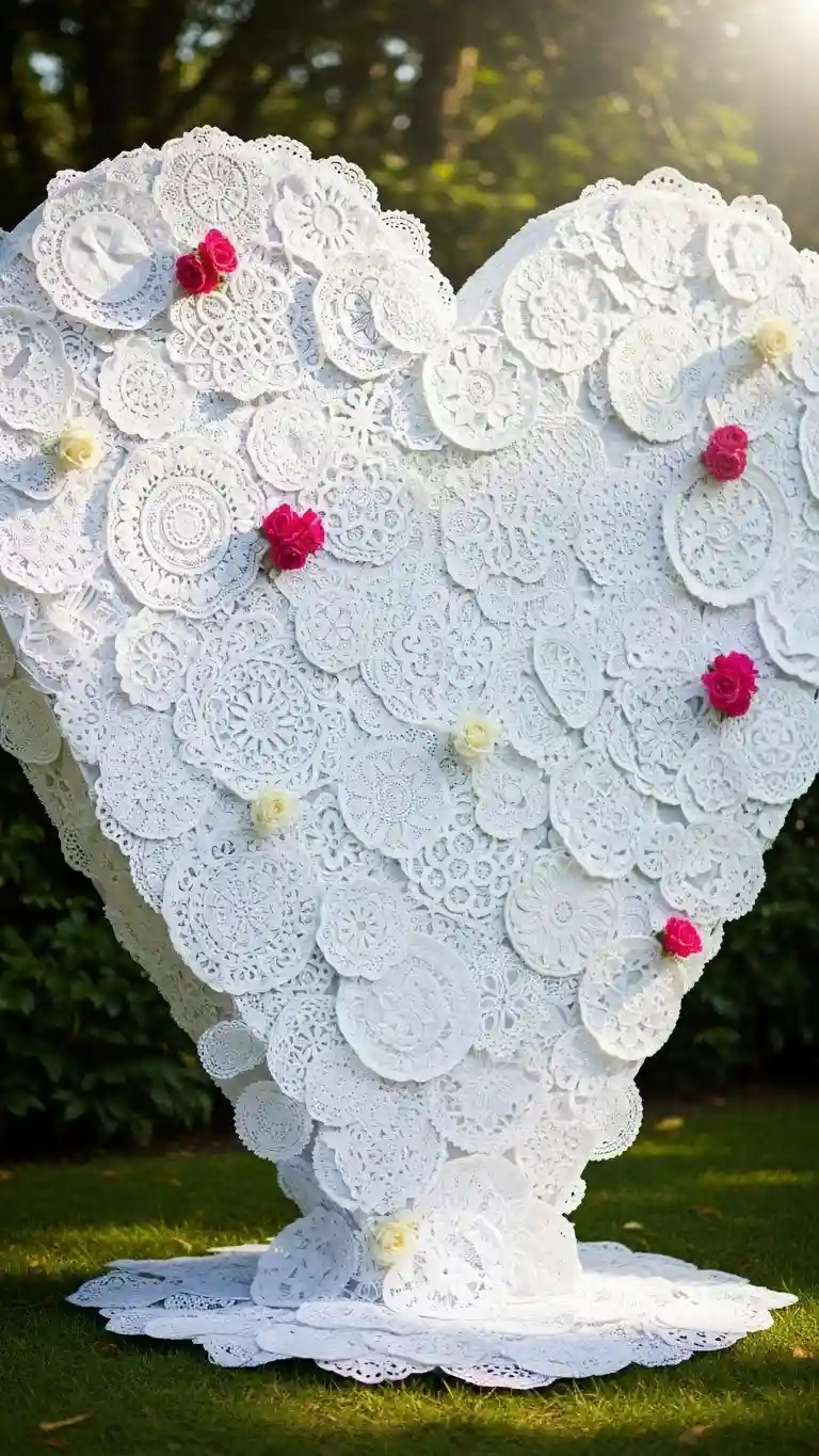Aisle Runners with Coastal Motifs 8. Doily Heart-Shaped Backdrop