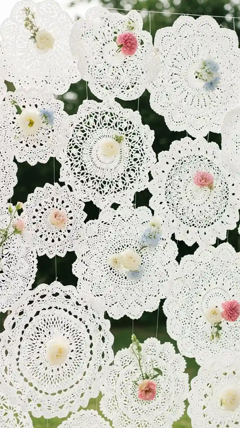 Aisle Runners with Coastal Motifs 11. Floral Embedded Doily Backdrop