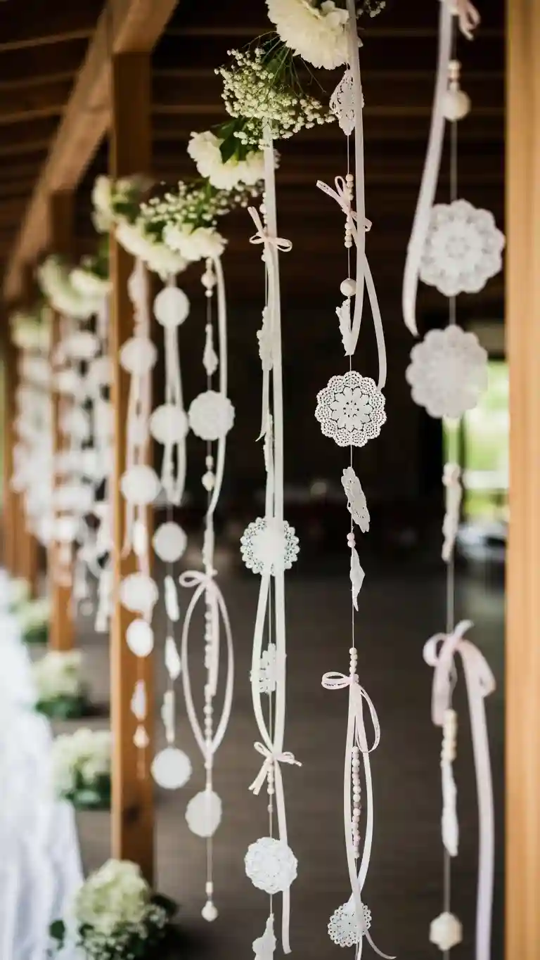 Aisle Runners with Coastal Motifs 16. Hanging Doily Garland