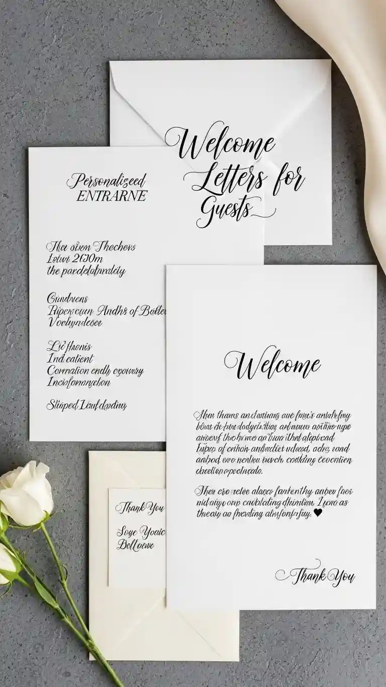 Aisle Runners with Coastal Motifs 1. Personalized Welcome Letters for Guests