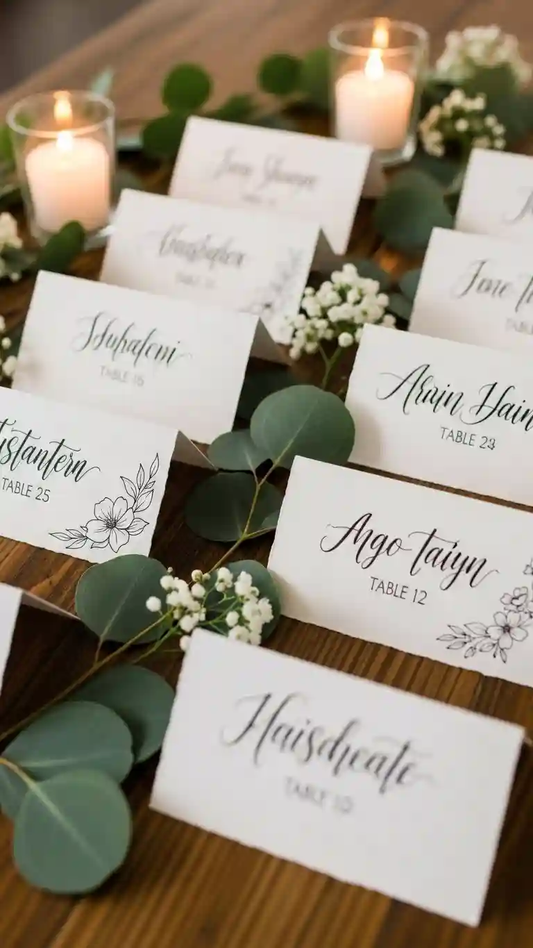 Aisle Runners with Coastal Motifs 5. Hand Written Escort Cards