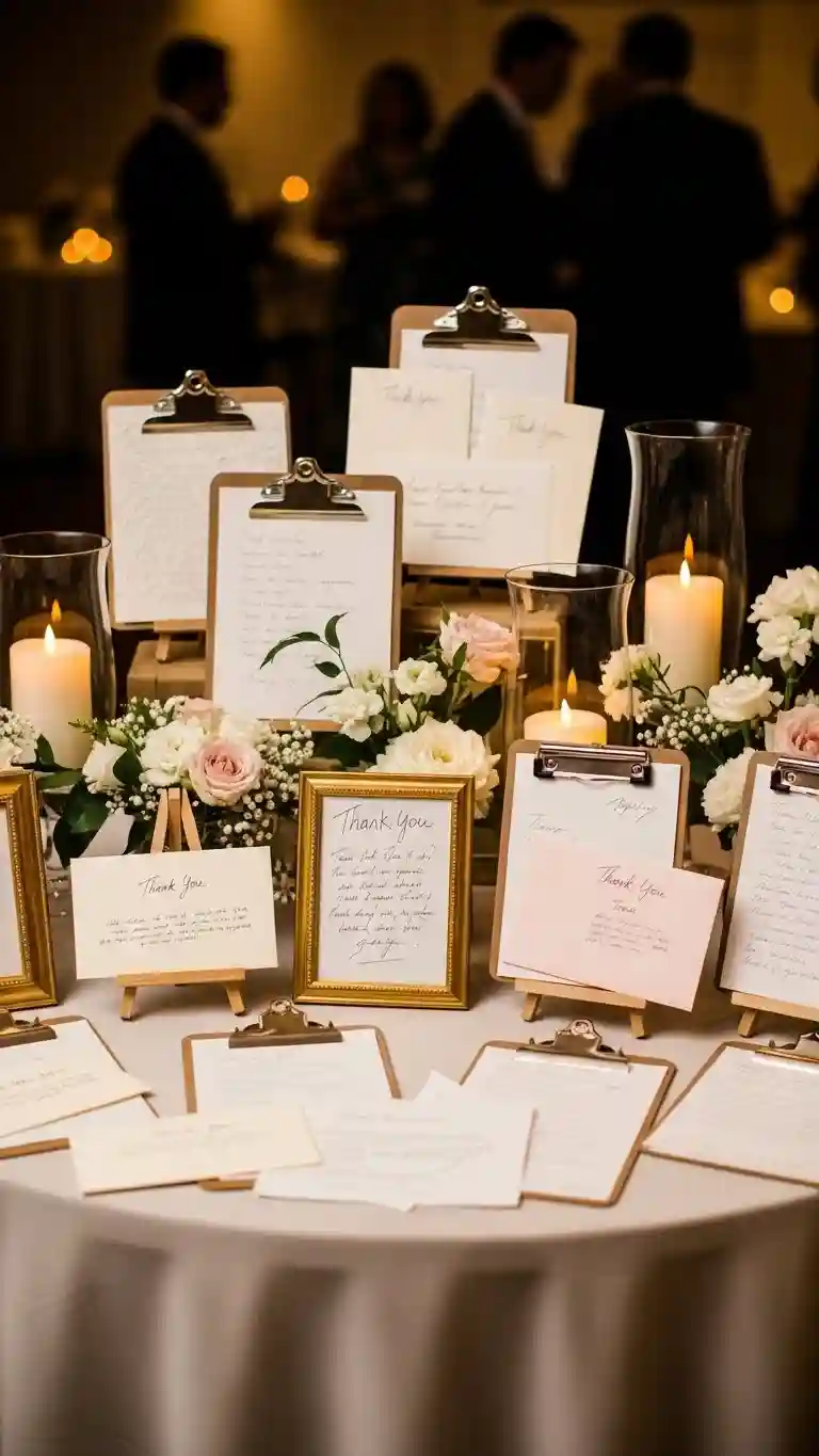 Aisle Runners with Coastal Motifs 10. Thank-You Note Display