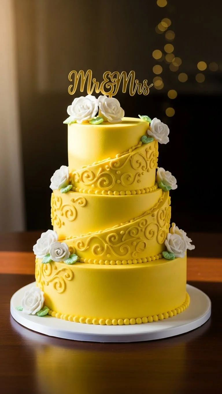 Timeless Small Wedding Cake with Balanced Proportions Perfect Yellow Wedding Cake