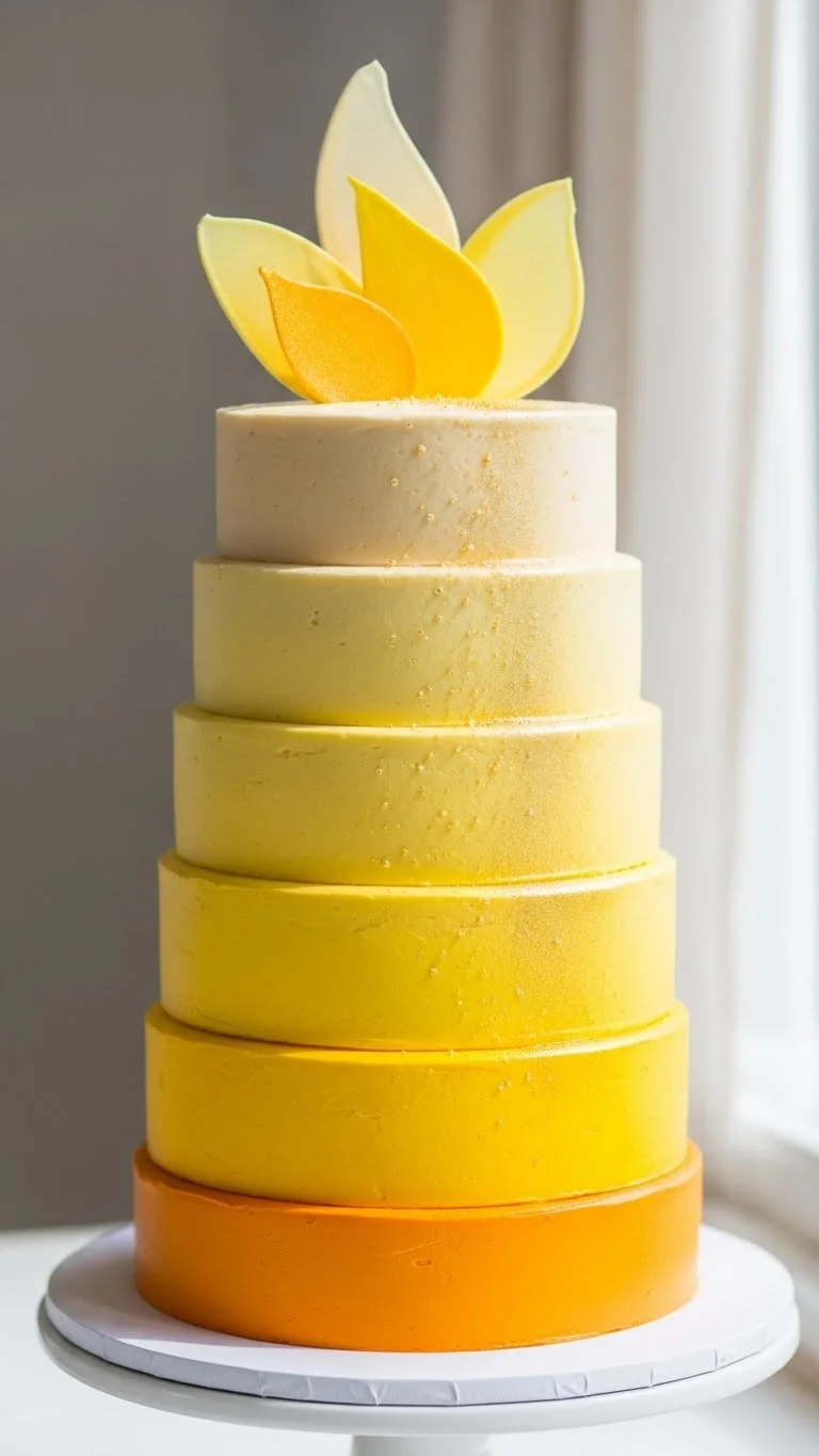 Timeless Small Wedding Cake with Balanced Proportions 2. Ombre Sunshine Layers
