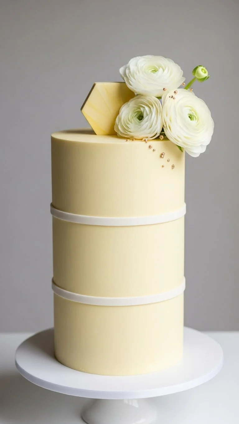 Timeless Small Wedding Cake with Balanced Proportions 5. Minimalist Modern Yellow Cake