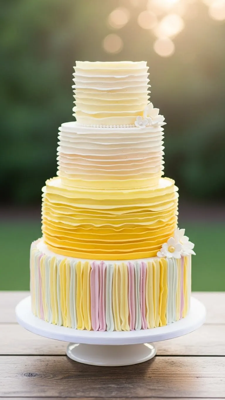 Timeless Small Wedding Cake with Balanced Proportions 8. Yellow Buttercream Ruffles