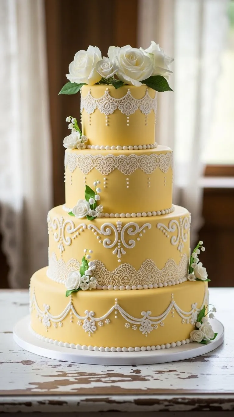 Timeless Small Wedding Cake with Balanced Proportions 9. Vintage Yellow Cake