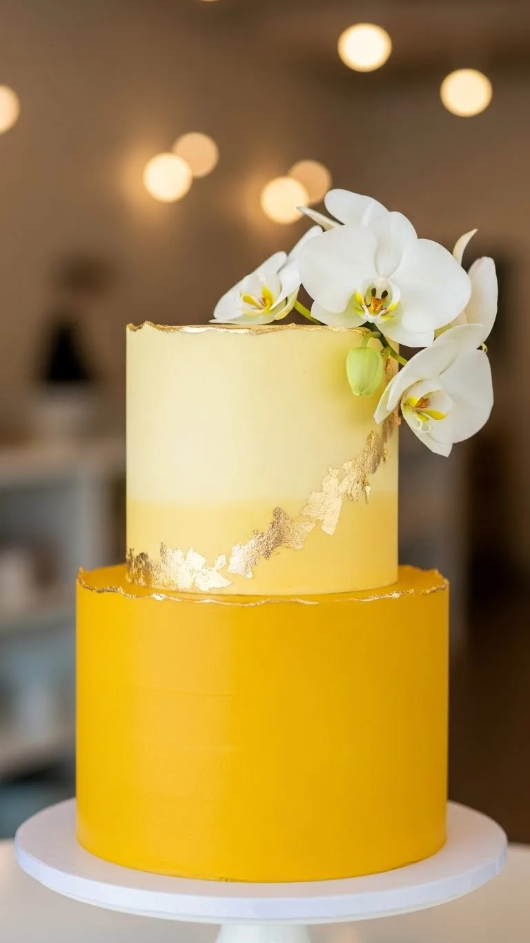 Timeless Small Wedding Cake with Balanced Proportions 14. Two-Tone Yellow Cake