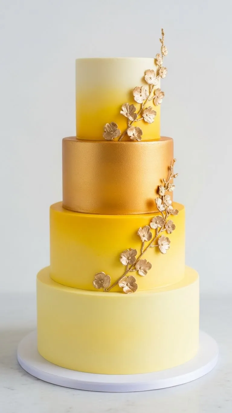 Timeless Small Wedding Cake with Balanced Proportions 15. Yellow Ombre Cake