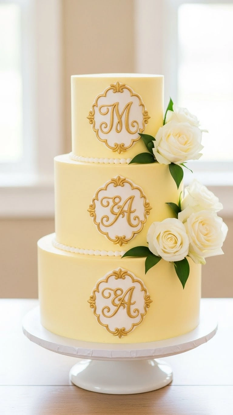 19. Yellow Monogram Cake 19. Yellow Monogram Cake