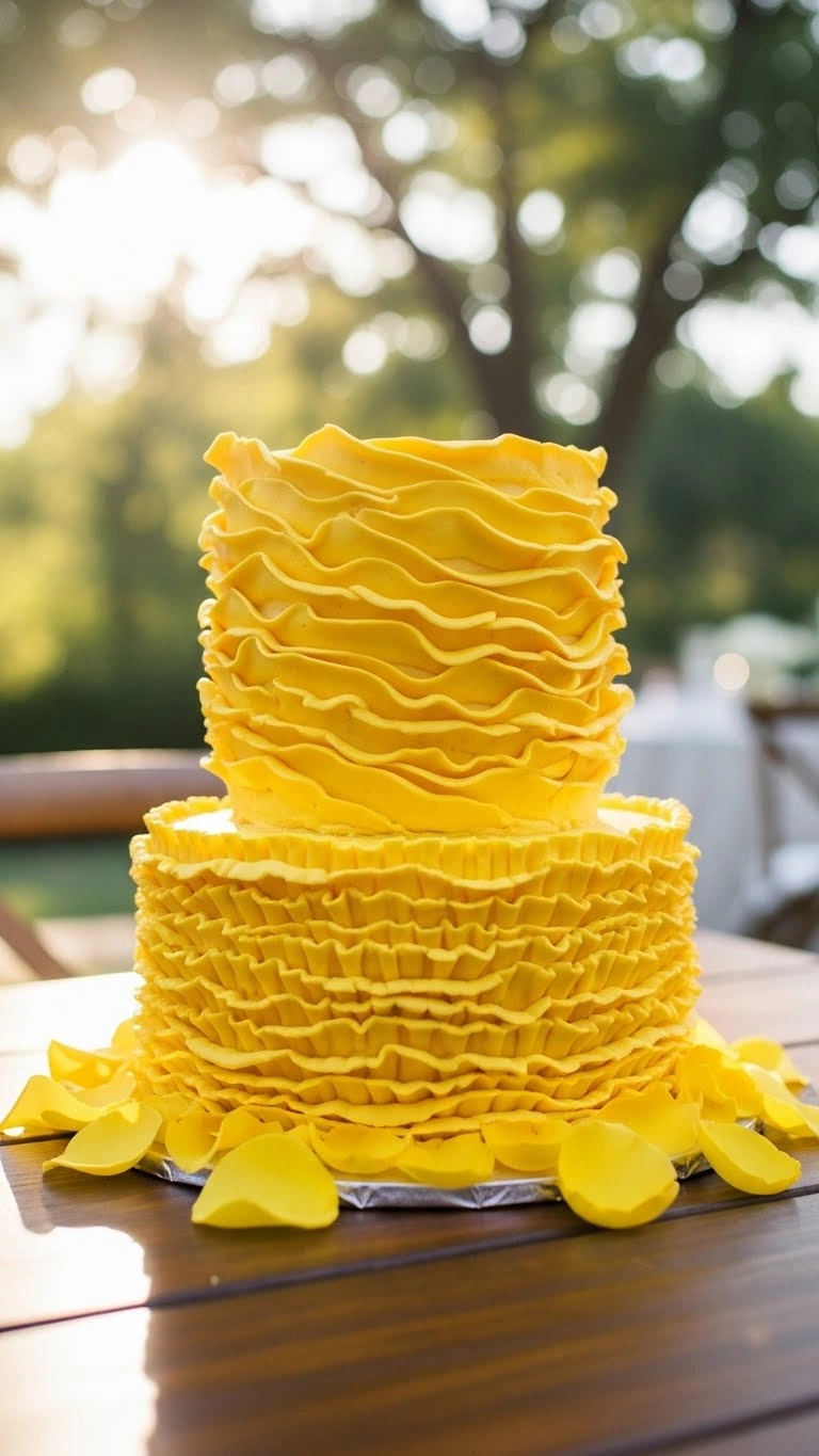 19. Yellow Monogram Cake 20. Yellow Textured Cake