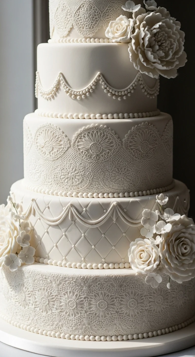 Neutral Ombre Wedding Cake Design Exploring Texture and Detail in White Wedding Cake Designs