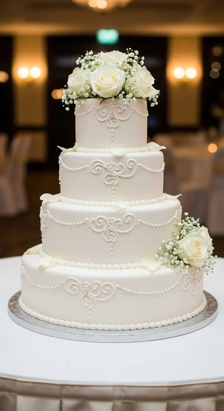 Neutral Ombre Wedding Cake Design Classic White Wedding Cake