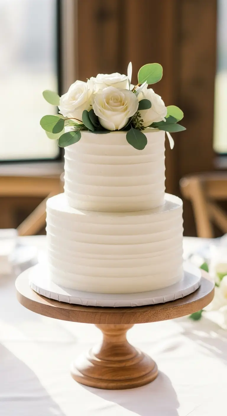 Neutral Ombre Wedding Cake Design Classic White Wedding Cake for Intimate Weddings