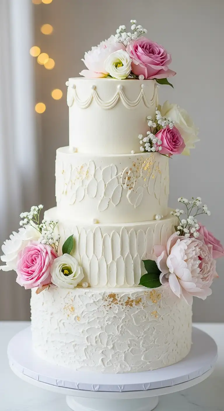 Neutral Ombre Wedding Cake Design Textured Buttercream Cake